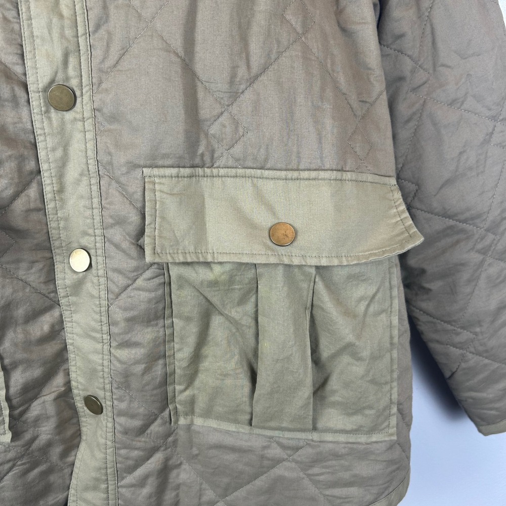Wishlist Olive Green Quilted Barn Jacket Cargo Pockets M/L Utility Shacket - Picture 3 of 13